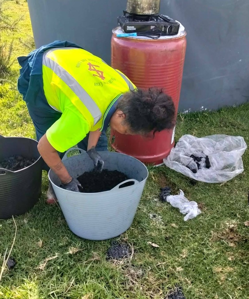 Mixing Biochar with Starch Binder